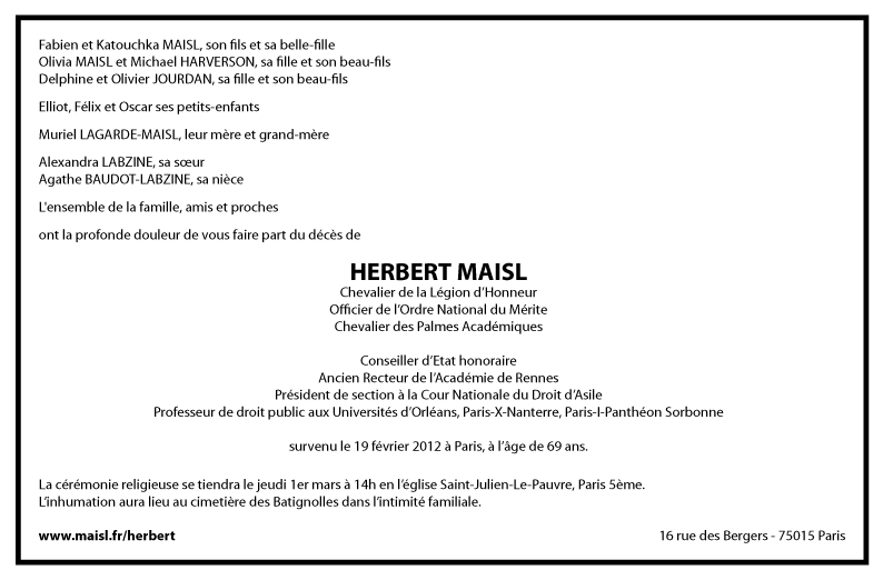 Faire-part Herbert Maisl